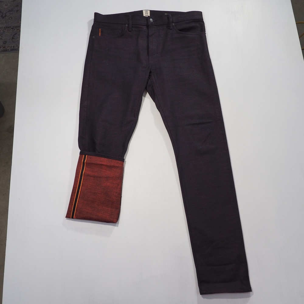 Slim Men's Jeans in Dark Charcoal with Red Selvedge Detail